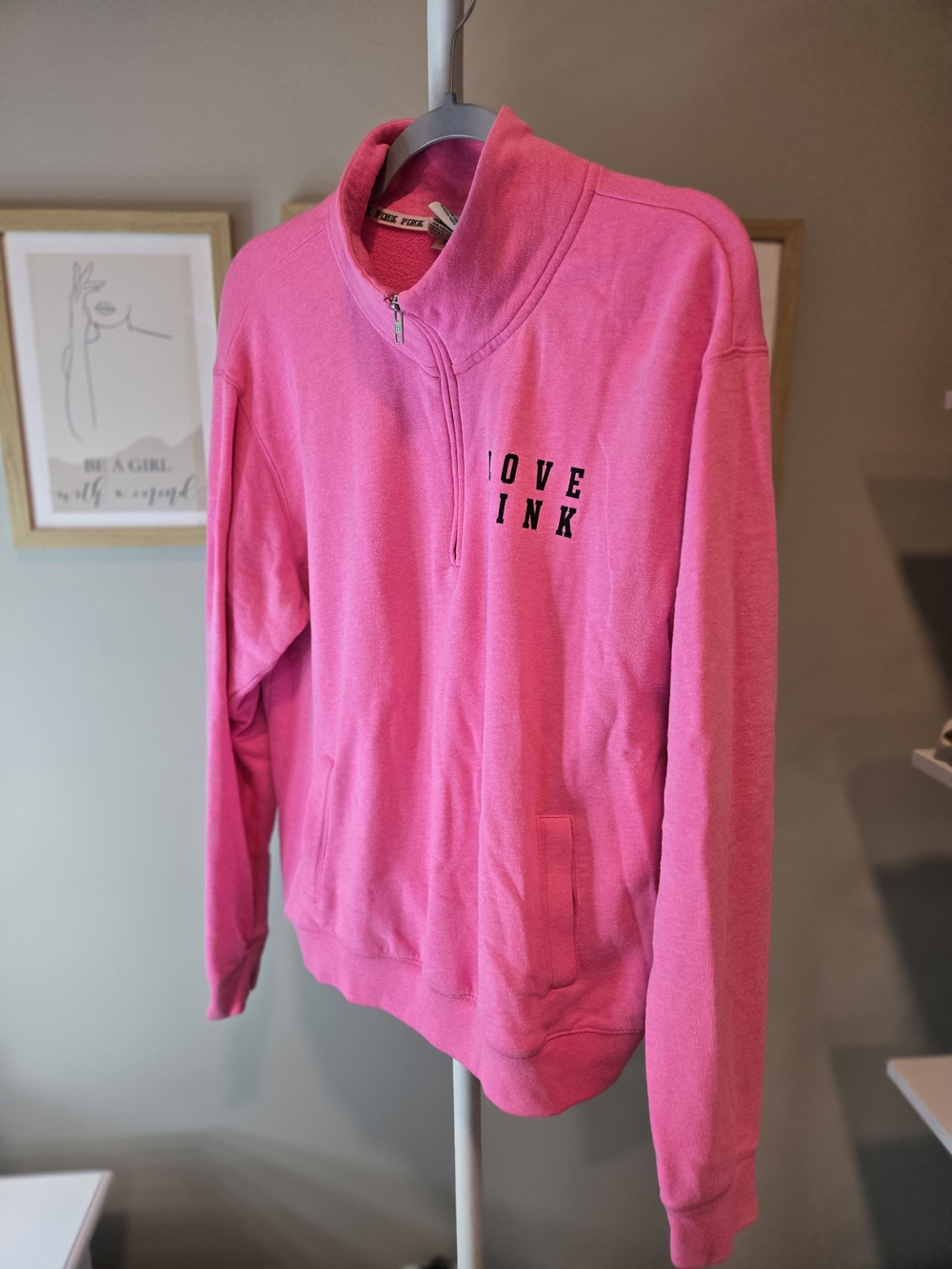 PINK Victoria's Secret Hot Pink Half-Zip Sweatshirt *read